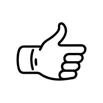 recommend clip art: Thumbs up hand gesture in black outline, symbolizing approval or agreement
