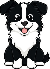 Happy chibi border collie dog sticker