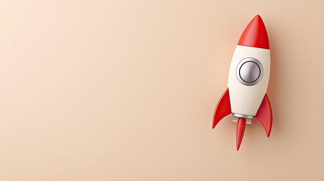 A toy rocket on a pastel background.