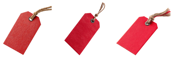 Set of red price tag isolated on a transparent background