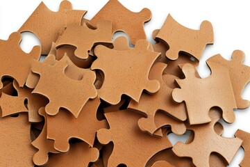 Fototapeta premium Close-up view of many wooden puzzle pieces.