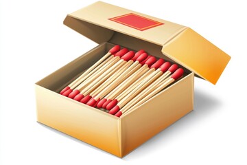 Cardboard matchbox with wooden matches.