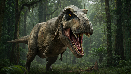 Fototapeta premium Close Up of Roaring Tyrannosaurus Rex