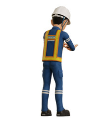 Isolate industrial worker is using the mobile phone  to taking a photo on transparent back ground