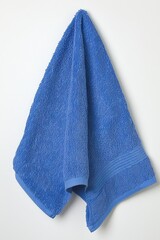 A hanging blue terry cloth towel.