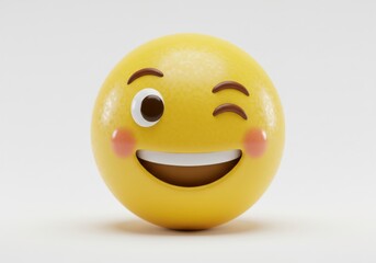 A yellow emoji with one eye open and the other closed in a winking expression