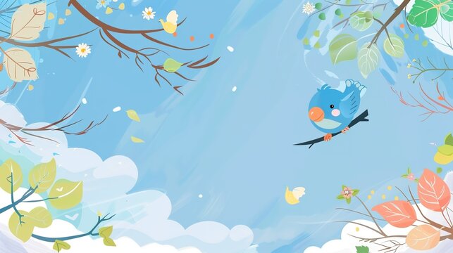 Playful Blue Cartoon Background Posters: Whimsical Illustrations of Sky Blue Fantasies, Marine Adventures, and Retro Comic Themes with Bold Lines, Vibrant Hues, and Whimsical Characters for Kids' Room