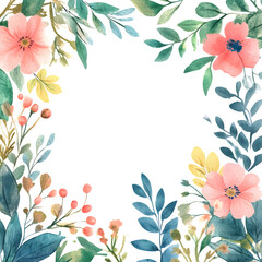 Watercolor floral borders (Generative AI, cut out)