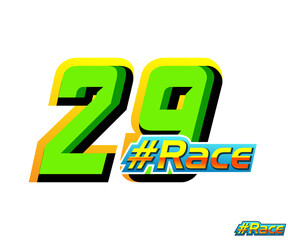 Racing number effect design no 29 with text race, green color vector automotive