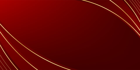 Abstract red luxury curved background with gold lines. Elegant modern wallpaper. Suitable for templates, banners, cards, sales, ads, events, awards, web and pages