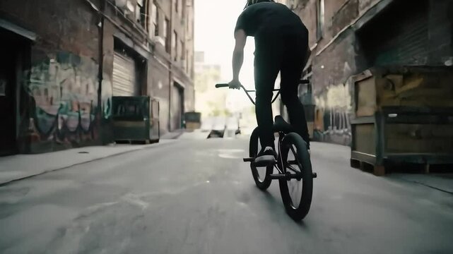 Urban bicycle trick performance
