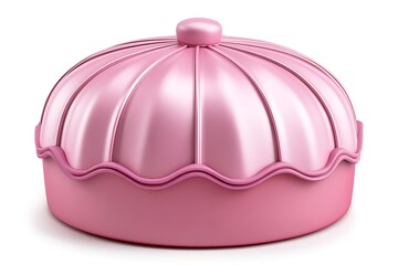 Fototapeta premium 3D pink scalloped shower cap icon with folded design and elastic edge