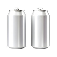White 500ml and 330ml aluminum cans, cut out