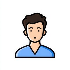 Professional Avatar Illustration of Smiling Young Man in Business Casual Attire: Cartoon Character with Youthful Appearance, Minimalist Design