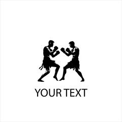 Muay Thai Fighters Vector – Two Men Fighting in Action Pose Isolated on White Background Martial Arts Combat Illustration