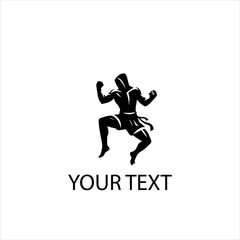 Muay Thai Fighter Vector – Male Athlete in Traditional Martial Arts Pose Isolated on White Background