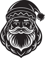 Obraz premium christmas santa head clipart, christmas santa head silhouette, christmas santa head vector illustration black and white