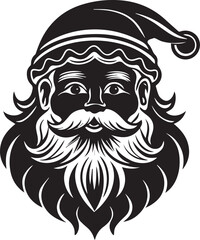 Obraz premium christmas santa head clipart, christmas santa head silhouette, christmas santa head vector illustration black and white