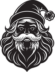 Fototapeta premium christmas santa head clipart, christmas santa head silhouette, christmas santa head vector illustration black and white
