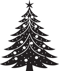 Obraz premium christmas tree vector clipart, christmas tree silhouette vector icon, christmas tree vector illustration black and white