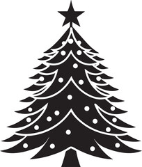 Obraz premium christmas tree vector clipart, christmas tree silhouette vector icon, christmas tree vector illustration black and white