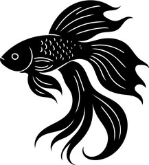 Obraz premium betta fish silhouette vector illustration, isolated on white
