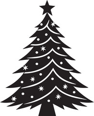 Obraz premium christmas tree vector clipart, christmas tree silhouette vector icon, christmas tree vector illustration black and white
