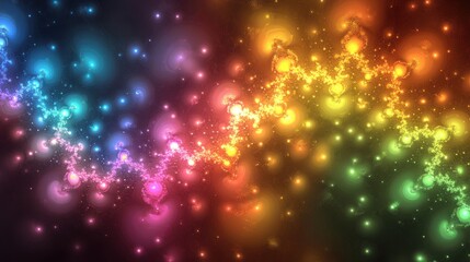 Obraz premium Vibrant Rainbow Nebula Fractal Art with Glowing Lights