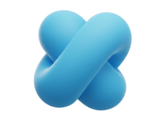 Blue abstract 3D shape with smooth curves