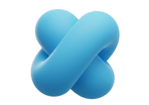 Blue abstract 3D shape with smooth curves