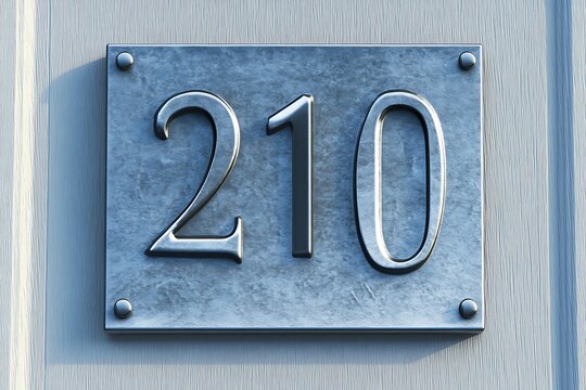 3D Metal House Number Plate Icon with House Number 210