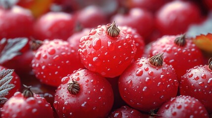 Close-up of Dew-Kissed Red Currants