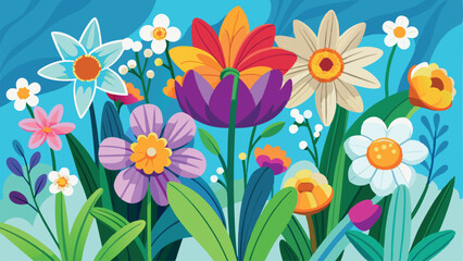 colorful spring flowers vector