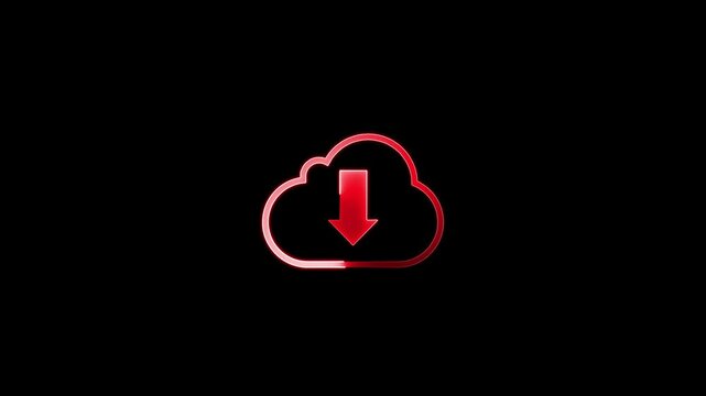 data backup icon.clouds with percents over binary coding. cloud download icon animation on a black background, animation of downloading symbol, downloading icon arrow animated