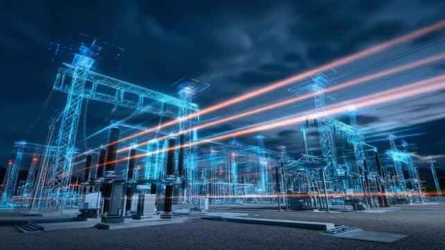 Digital power plant at night