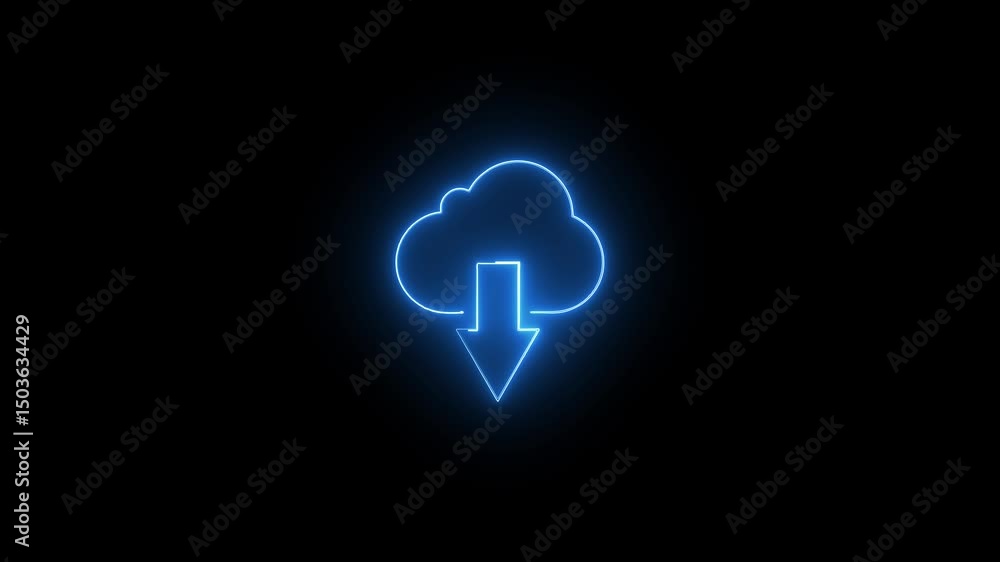 Aufkleber upload icon symbol, cloud icon and neon line upload arrow icon. glowing neon cloud storage with arro