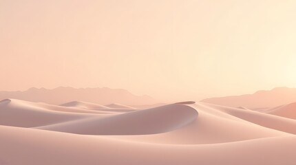 Desert sand dunes in the Sahara under a dry sky show the nature of a hot, arid landscape