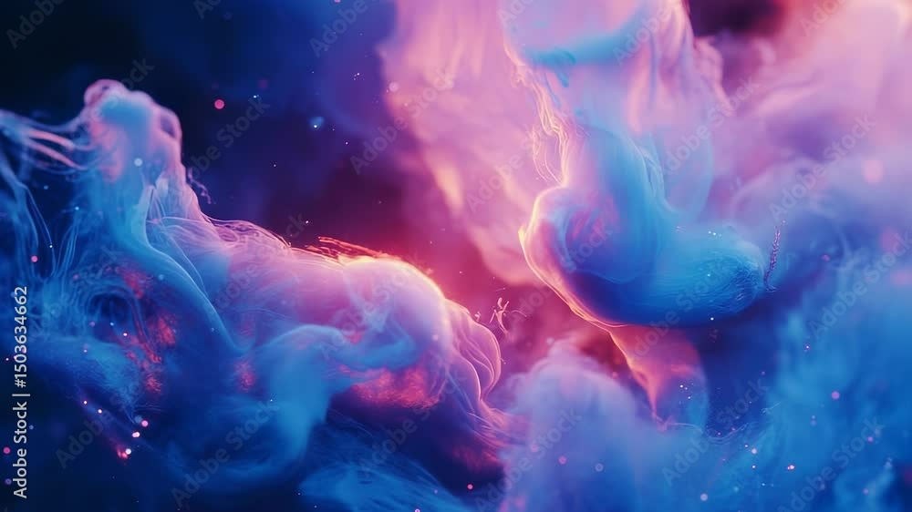 Poster abstract dynamic background with ethereal smoke clouds and vibrant colors