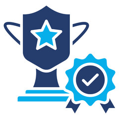 Quality glyph blue color icon