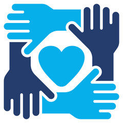 Teamwork glyph blue color icon