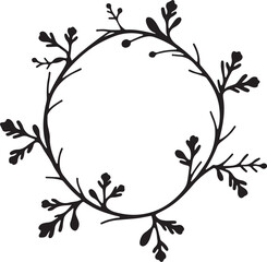Obraz premium Festive Wreath Border Elements – Vintage Holiday Line Art
