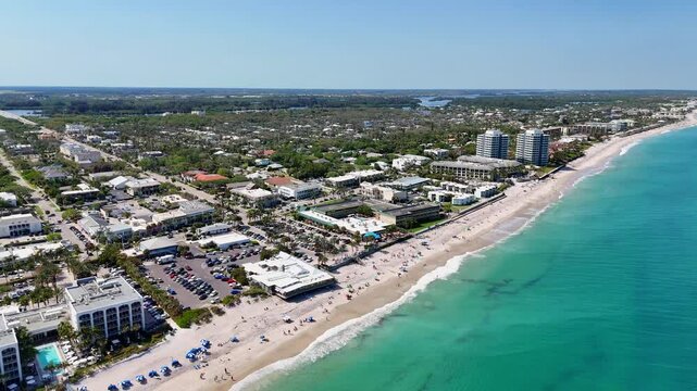 Main business district along the beachside in Vero Beach on a gorgeous sunny day in Indian River County, Florida. 