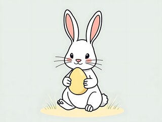 Obraz premium An illustration of a cute rabbit eating holding easter bunny