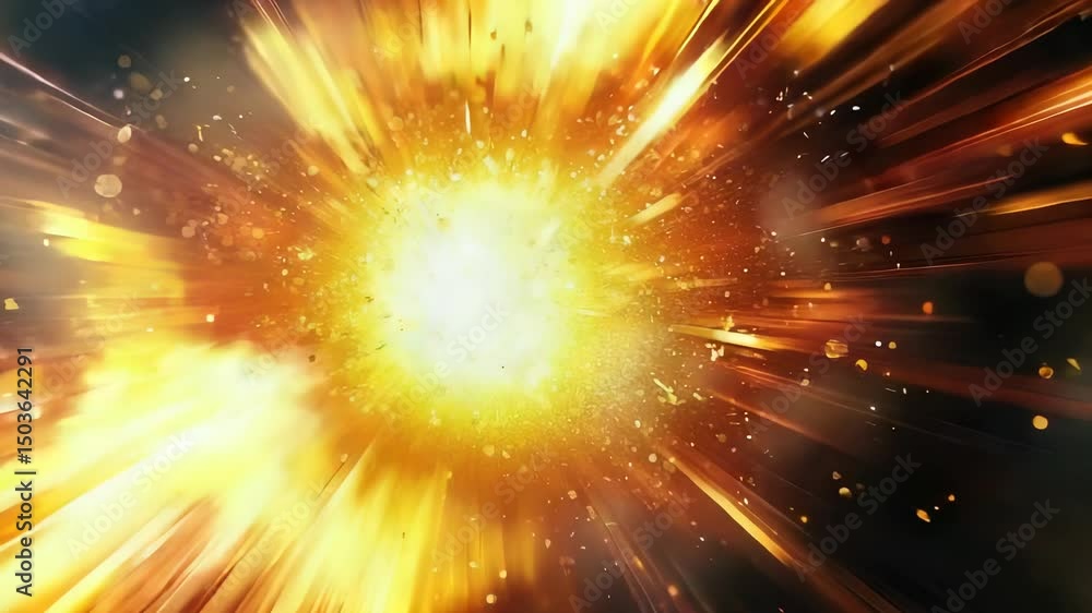 Poster abstract explosion animation with fiery particle burst for dynamic visual effects