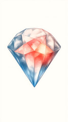 Sparkling Gemstone with Red Blue Hues.