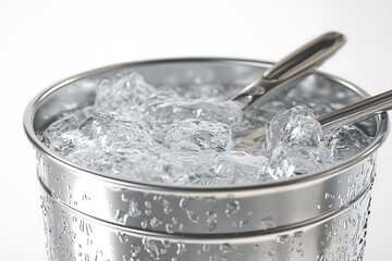 Metal Ice Bucket: Sparkling Cubes and Tongs, Refreshing Cold.