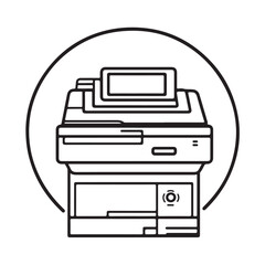 Vector icon of a photocopy machine. Modern and clean design suitable for office-related content, business illustrations, workplace infographics, apps, websites, and digital interfaces isolated on whit