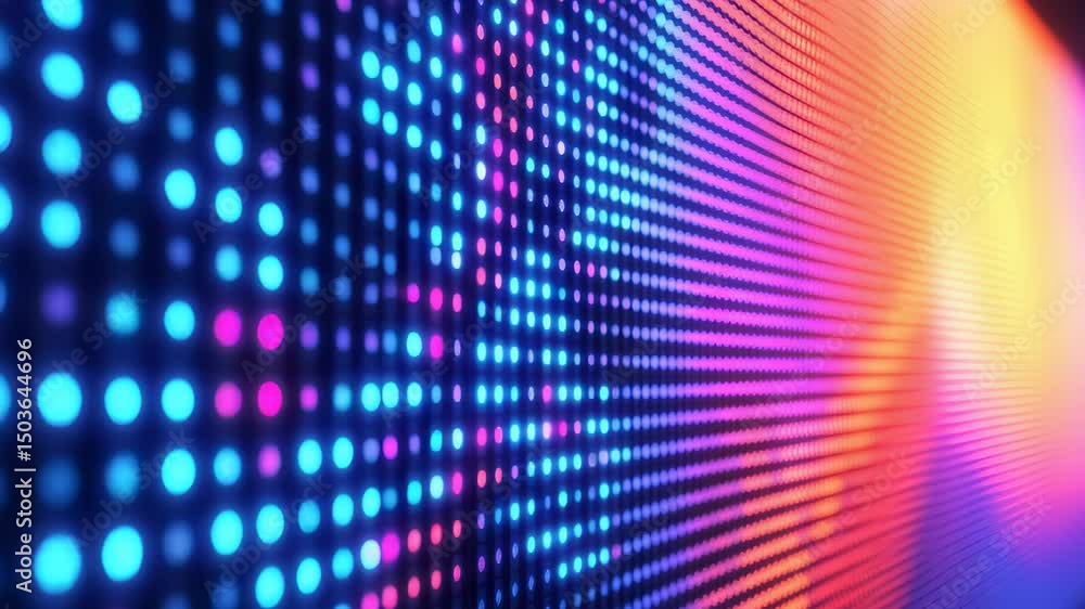 Poster vibrant led wall display with dynamic colors and seamless transitions for backgrounds