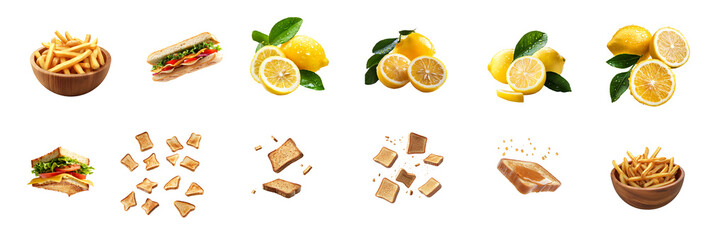 png of french frice, lemon, brade