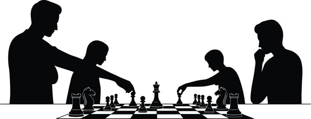 Fototapeta premium Strategic Chess Game Vector Illustration of Players